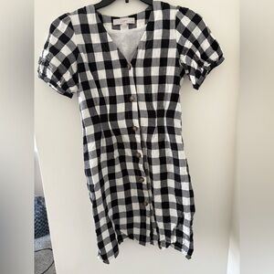 LOFT Black and White Gingham Dress